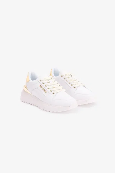 Roberto Cavalli Sneakers With Laminated Logo And Back In White
