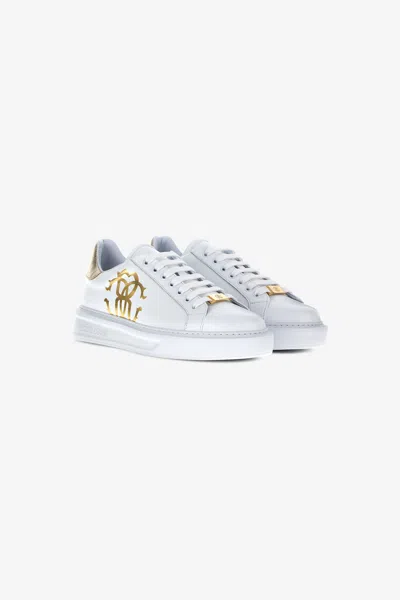 Roberto Cavalli Trainers With Monogram Mirror Snake In White