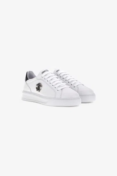 Roberto Cavalli Sneakers With Monogram Rc In White/black