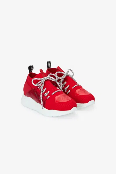 Roberto Cavalli Sneakers With Snake-effect Inserts In Red