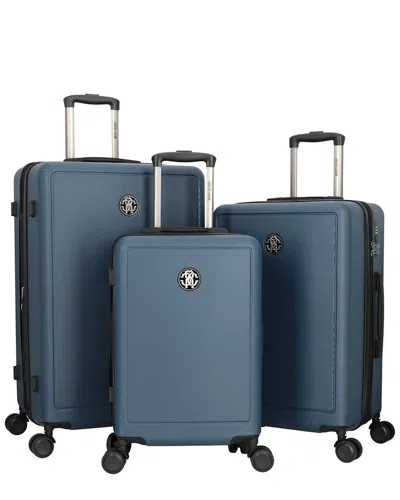 Roberto Cavalli Solid Classic 3pc Expandable Luggage Set In Blue