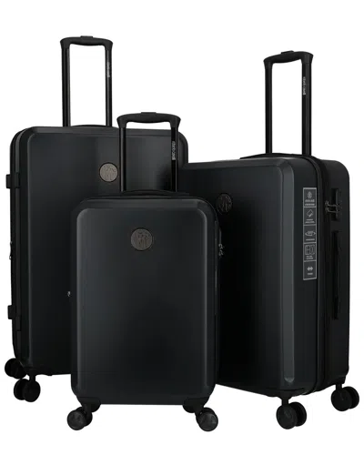 Roberto Cavalli Solid Classic Collection 3pc Expandable Luggage Set In Black