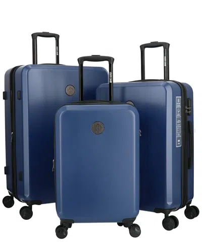 Roberto Cavalli Solid Classic Collection 3pc Expandable Luggage Set In Blue