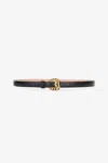 Roberto Cavalli Solid-color Slim Belt With Bejeweled Buckle In Black