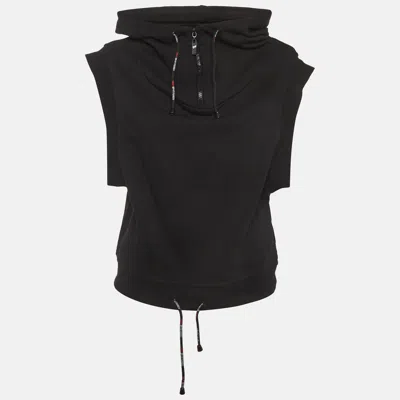 Pre-owned Roberto Cavalli Sport Black Cotton Knit Sleeveless Hoodie Xs