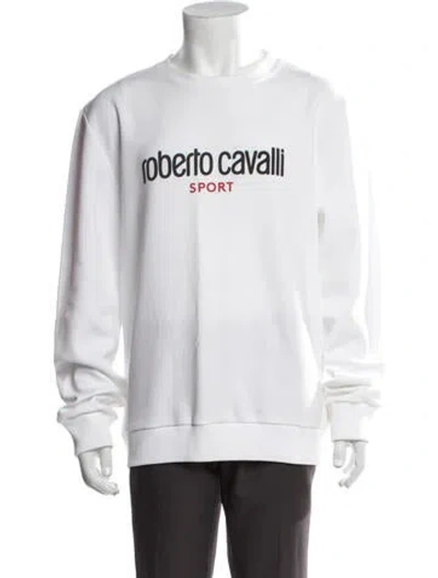 Pre-owned Roberto Cavalli Sport Graphic Print Crew Neck Pullover In White