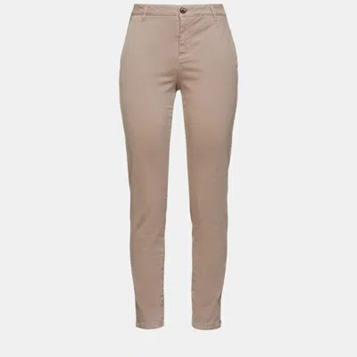 Pre-owned Roberto Cavalli Sport Taupe Cotton Slim Fit Trousers S (size 26) In Pink