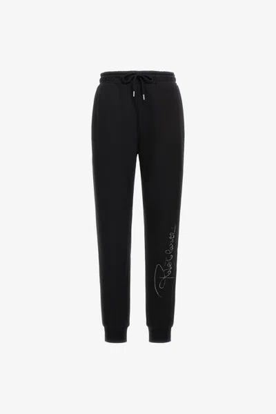 Roberto Cavalli Sporty Pants With Signature In Black