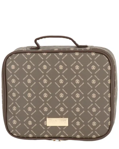 Roberto Cavalli Square Cosmetic Bag In Brown