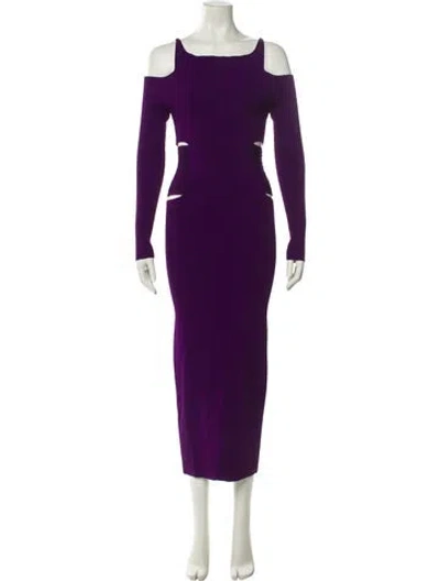 Pre-owned Roberto Cavalli Square Neckline Long Dress In Purple