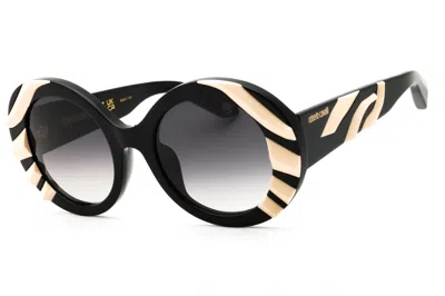 Roberto Cavalli Src010v Round Plastic Frame Sunglasses In Black