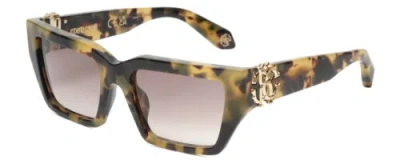Pre-owned Roberto Cavalli Src016m-0agg Womens Sunglasses In Brown Green Tortoise/pink 55mm