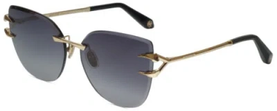 Pre-owned Roberto Cavalli Src043-0300 Cateye Rimless Sunglasses In Gold/grey Gradient 62mm In Gray