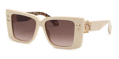 Roberto Cavalli Src056m 09x7 Occhiali Da Sole Bianchi Per Uomo In Brown