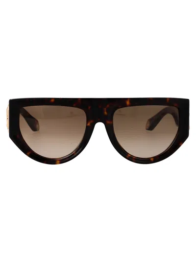 Roberto Cavalli Src063 Sunglasses In Havana Marrone Giallo Lucida