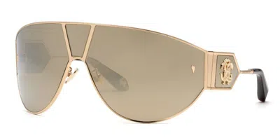 Roberto Cavalli Src093 300g Occhiali Da Sole Oro Per Uomo In Multi