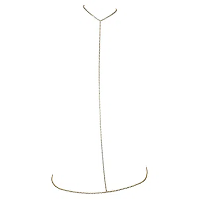 Pre-owned Roberto Cavalli S/s 2000  Runway Rhinestone Gold-tone Bodychain In Sand