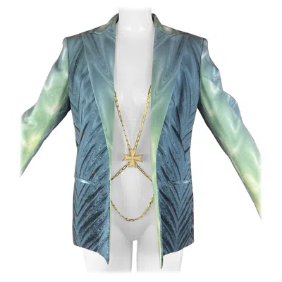 Pre-owned Roberto Cavalli S/s 2001 Runway Jacket W/ Gold-tone Chain – Unworn Archive Piece In Gray