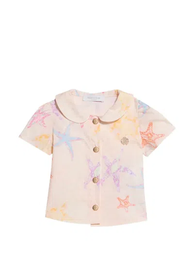 Roberto Cavalli Babies' Starfish-print Shirt In Multi