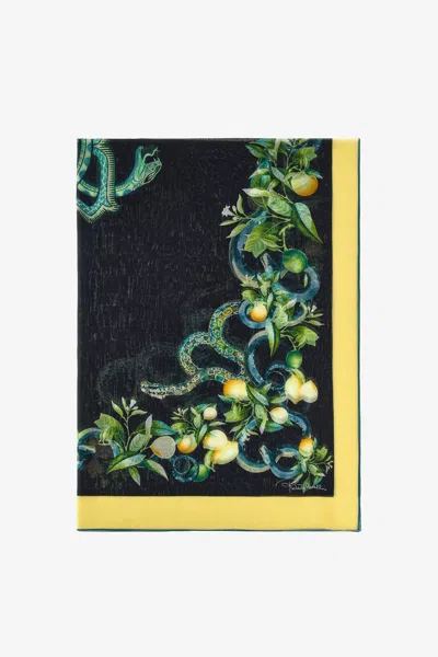 Roberto Cavalli Stole With Lemon Print In Black