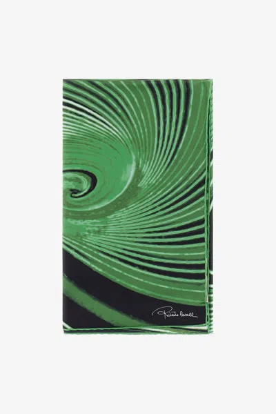 Roberto Cavalli Stole With Rc Print In Green