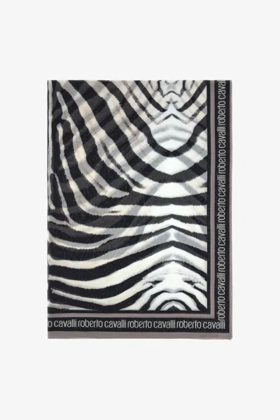 Roberto Cavalli Stole With Zebra Print In Black