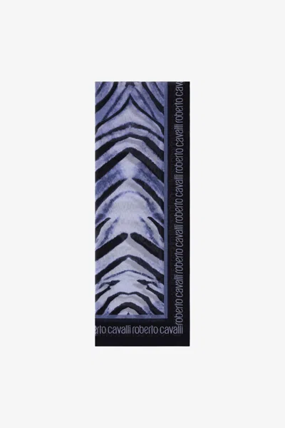 Roberto Cavalli Stole With Zebra Print In Blue