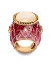 Roberto Cavalli Cocktail Ring With Scales And Stone In Gold