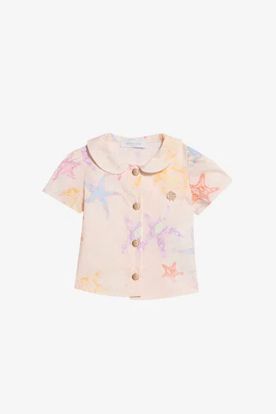 Roberto Cavalli Strafish Print Cotton Shirt In Pink