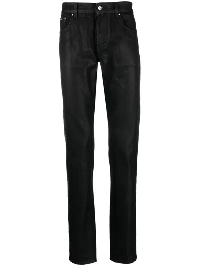 Roberto Cavalli Beschichtete Straight-leg-jeans In Black