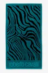 Roberto Cavalli Zebra 2000 Print Beach Towel In Blue