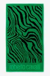 Roberto Cavalli Zebra 2000 Print Beach Towel In Green