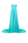 ROBERTO CAVALLI STRAPLESS SILK MAXI DRESS