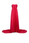 ROBERTO CAVALLI STRAPLESS SILK MAXI DRESS