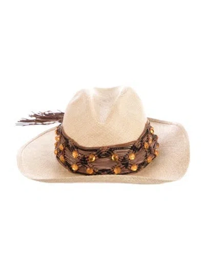 Pre-owned Roberto Cavalli Straw Hat W/tags In Neutrals