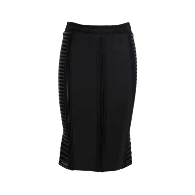 Roberto Cavalli Strechy Midi Skirt With Lined Details - '10s In Black