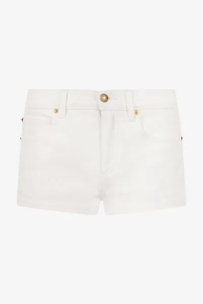 Roberto Cavalli Stretch Cotton Denim Shorts In White