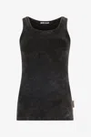 Roberto Cavalli Stretch Cotton Tank Top With Jc Monogram In Black