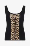 Roberto Cavalli Stretch Top With Jaguar Skin Insert