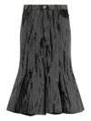 Roberto Cavalli Black Denim Skirt With A Streak Effect In Black