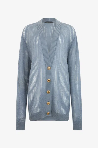 Roberto Cavalli Strickcardigan Mit Zebramuster In Blue