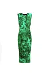 Roberto Cavalli Striking Green Midi Dress With Sleeveless Silhouette