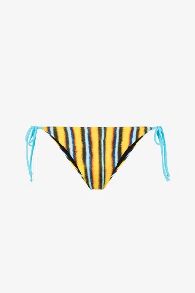 Roberto Cavalli Stripe-print Bikini Bottoms In Yellow