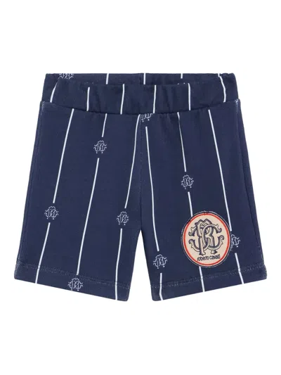 Roberto Cavalli Babies' Stripe Sport Shorts In Blue