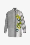Roberto Cavalli Striped And Lemon Print Shirt In Black/white