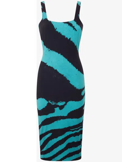 Roberto Cavalli Striped Dress In Black