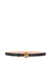 Roberto Cavalli Black Leather Belt With Monogram Rc Buckle In Black