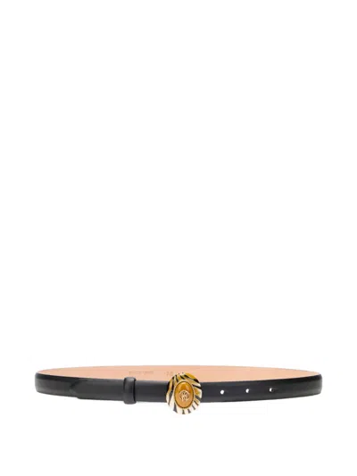ROBERTO CAVALLI STRIPED-EMBELLISHED LEATHER BELT