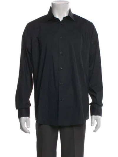 Pre-owned Roberto Cavalli Striped Long Sleeve Dress Shirt In Black