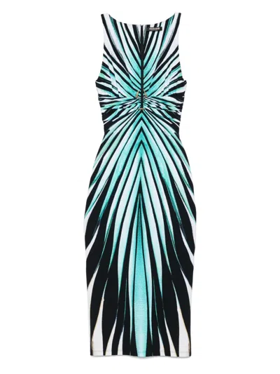 ROBERTO CAVALLI STRIPED MIDI DRESS